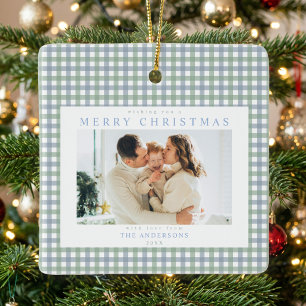 Adorno Navideño Personalizado con Foto a Cuadros A