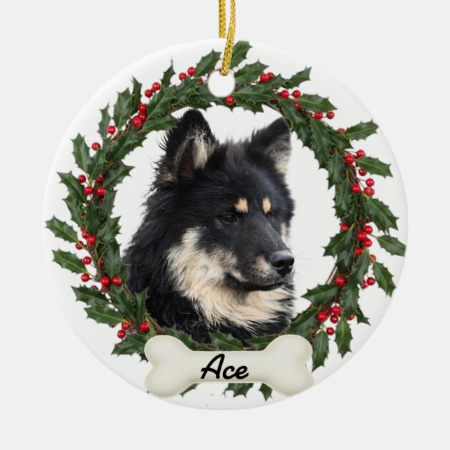 Adorno Navideño Personalizado con Foto de Perro o  (Frente)