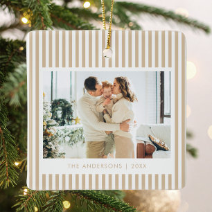 Adorno Navideño Personalizado con Foto y Rayas Mod