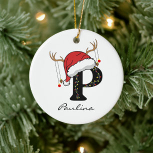 Adorno Navideño Personalizado con la Inicial del A