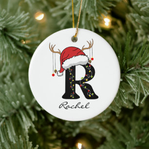 Adorno Navideño Personalizado con la Inicial del A