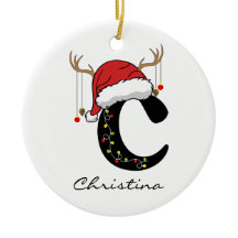 Adorno Navideño Personalizado de Alfabeto para Com