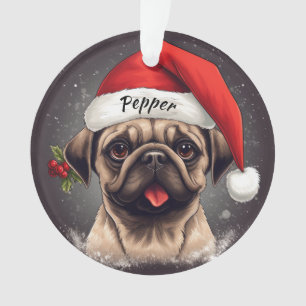 Adorno Navideño Personalizado de Pug