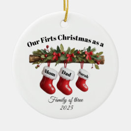 Adorno Navideño Personalizado para Familia de Tres