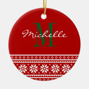 Adorno navideño redondo personalizado con monogram