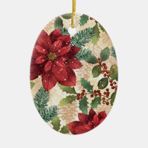 Adorno Navideño Retro Poinsettia de Navidad de los