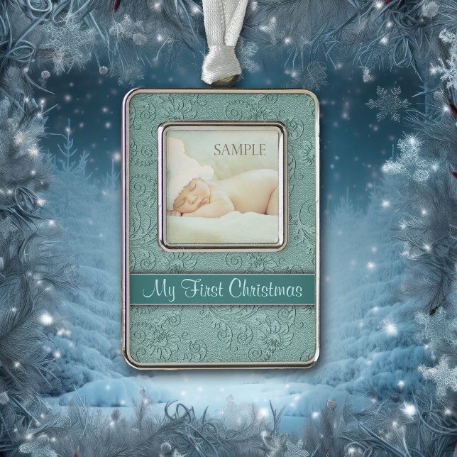 Adorno Navideño Swirl Aqua Baby First Christmas (Subido por el creador)