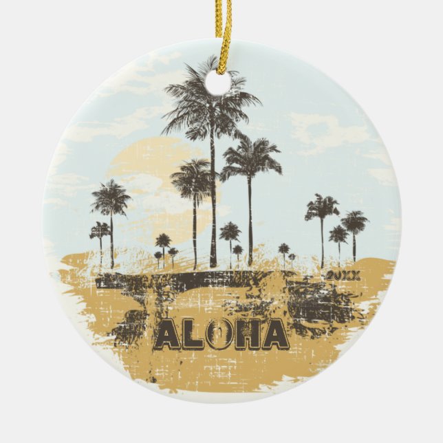 Adorno Navideño Tropical Palmeras Aloha (Frente)