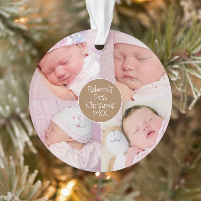 Adorno Nene First Christmas 4 photo collage name (Árbol)