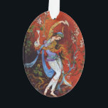 Adorno Nifo de baile en miniatura persa<br><div class="desc">Miniatura persa bailando Nymph Pintando Chica persa vistiendo vino de jug Dancing Persian chica, pintura en miniatura Hermosa pintura de una joven ninfa chica usando tradicionales trajes tradicionales iraníes de folk con floridas túnicas, bailando y vertiendo vino de la jarra contra un fondo fantástico, en su mayoría rojo vivo y...</div>