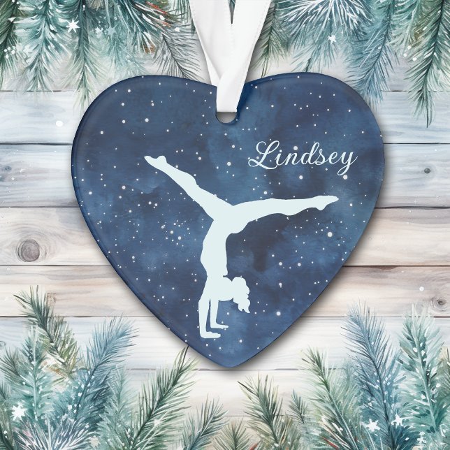 Adorno Night Sky Silver Blue Girl Gymnast Christmas (Subido por el creador)