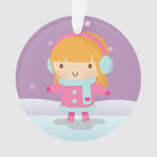 Adorno Niña Bonita Patinadora de Hielo Invierno Navidad