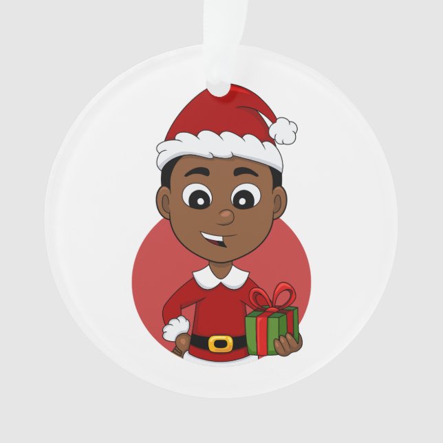 Adorno Niño personalizado de Navidades afroamericanos (Anverso)