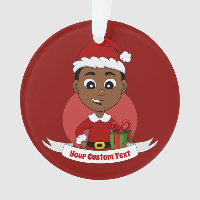 Adorno Niño personalizado de Navidades afroamericanos (Anverso)