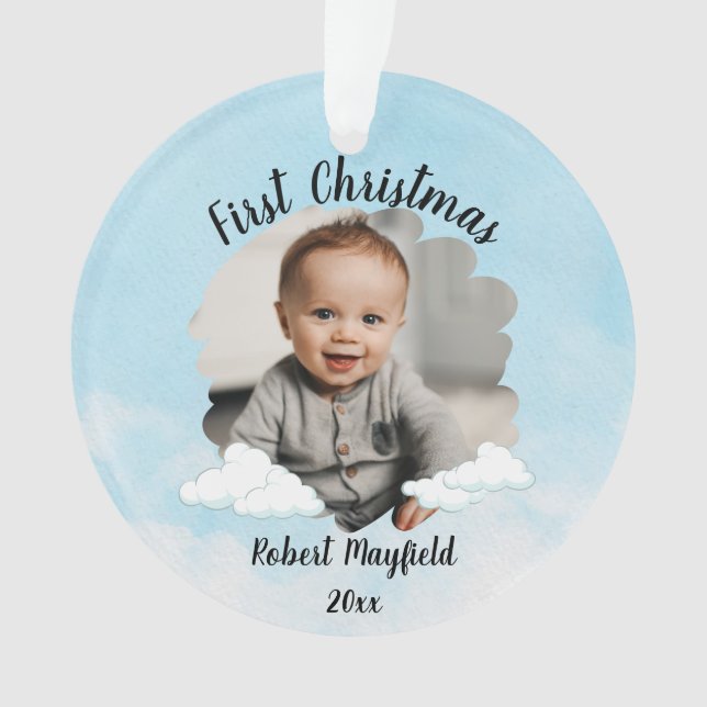 Adorno Niño: Primera Navidad con foto personalizada (Anverso)