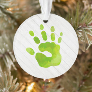 Adorno Niños con huella de mano Green Hand Name Year Holl