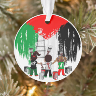 Adorno Niños de Gaza Pintando la Bandera de Palestina