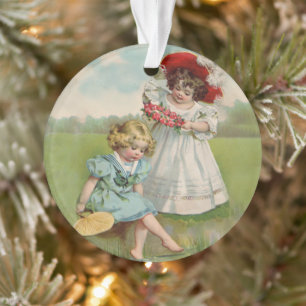 Adorno Niños Victorianos Jardín de Verano Vintage Niñas