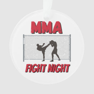 Adorno Noche de pelea de MMA texto y silueta de dos lucha