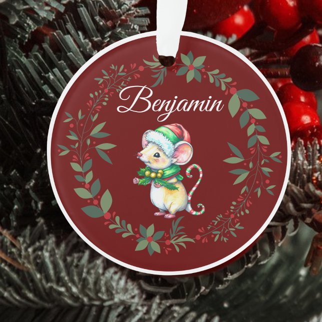 Adorno Nombrar árbol de Navidad del ratón blanco de Borgo (Subido por el creador)