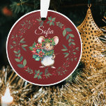 Adorno Nombre Árbol de Navidad del ratón dulce de Borgoña<br><div class="desc">Personalice esta decoración de árbol de Navidad borgoña y dulce del ratón añadiendo el nombre de un ser querido. Una gran manera de celebrar un recuerdo especial con un conservador significativo.</div>