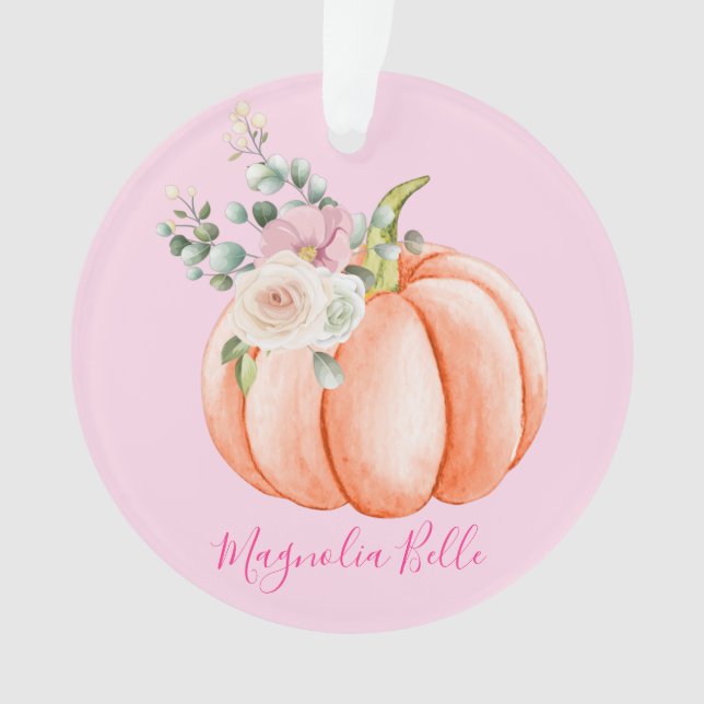 Adorno Nombre de calabaza pequeña floral de primavera ros (Anverso)