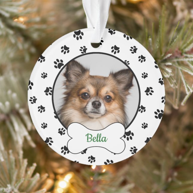 Adorno Nombre de perro lindo año pintura negra ósea foto (Árbol)