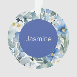 Adorno Nombre floral azul Minimalista moderno profesional
