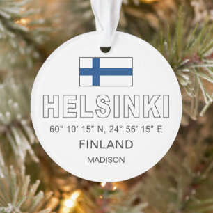 Adorno Nombre personalizado Coordenadas de Helsinki
