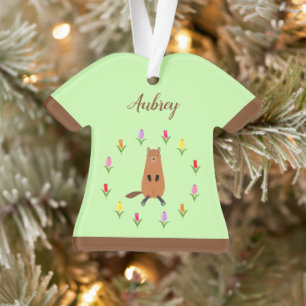 Adorno Nombre personalizado de cute Groundhog y Tulip Flo