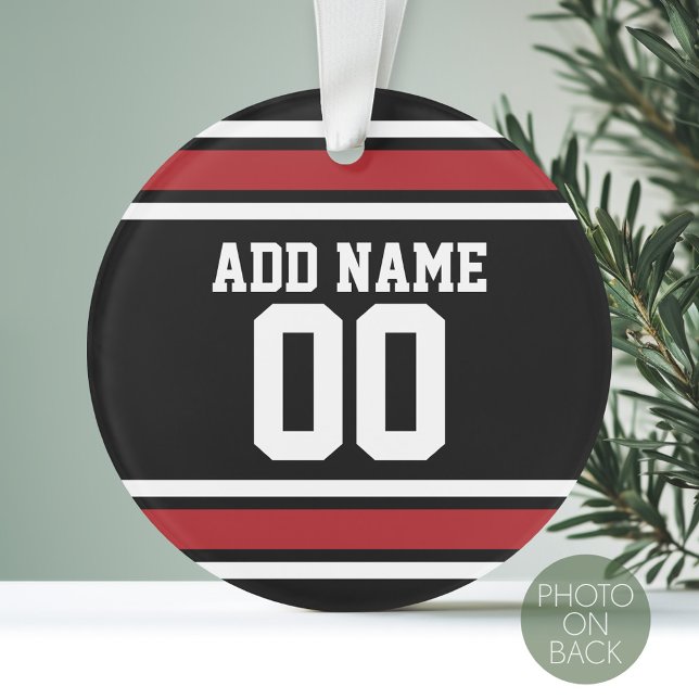 Adorno Nombre personalizado de Jersey de Sports Team Foot (Personalized Photo Ornament - Sports Jersey Theme)