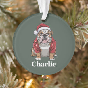 Adorno Nombre Personalizado Perro Bulldog Inglés Navidad