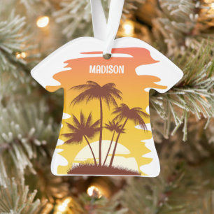 Adorno Nombre personalizado Sunset de Isla Tropical