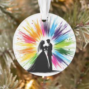Adorno Novia y Novio Arcoíris Primera Navidad
