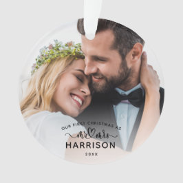 Adorno Nuestra primera caligrafía navideña Sr. y Sra. Fot