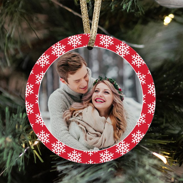 Adorno Nuestra primera foto de copos de nieve rojos de Na (Subido por el creador)