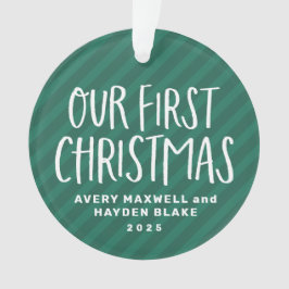 Adorno Nuestra primera foto de rayas verdes de los gemelo