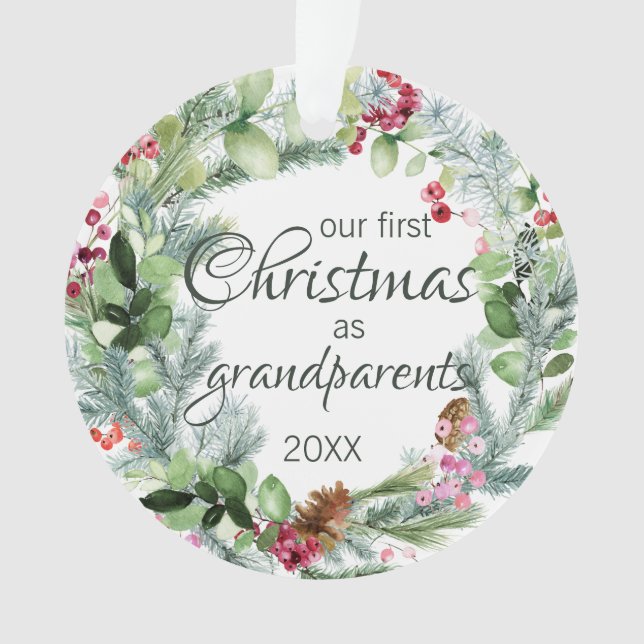 Adorno Nuestra primera Navidad: abuelos Pine Berries (Anverso)