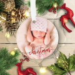 Adorno Nuestra primera Navidad como abuelos elegante foto<br><div class="desc">Nuestra primera Navidad como adorno de abuelos</div>