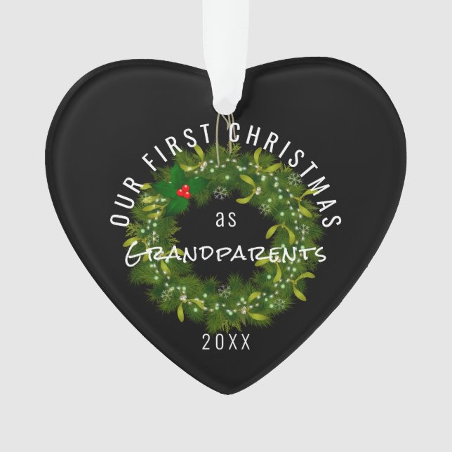 Adorno Nuestra primera Navidad como abuelos Personalizado (Anverso)