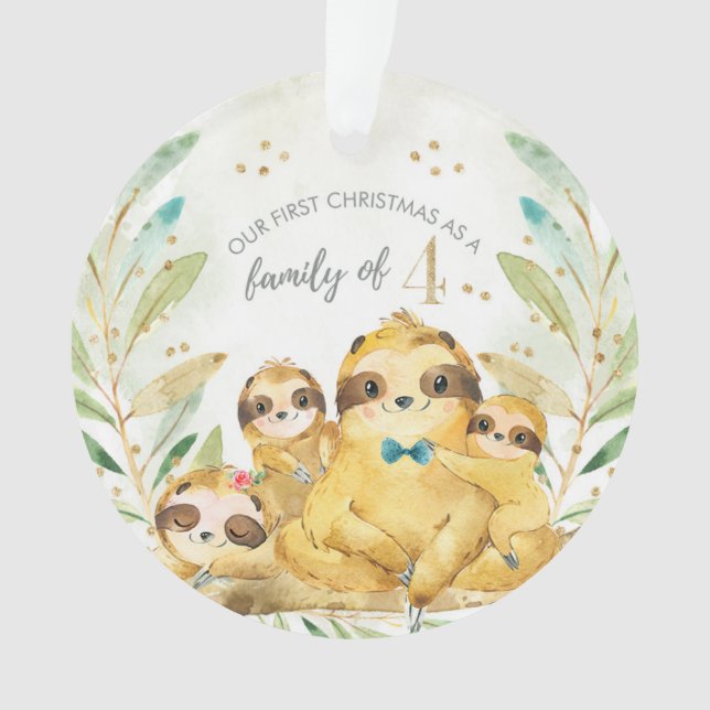 Adorno Nuestra primera Navidad como familia de cuatro esl (Anverso)