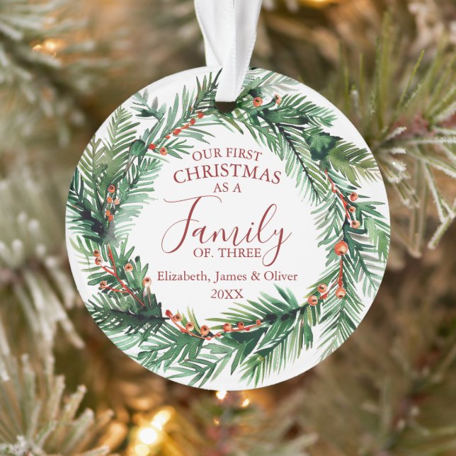 Adorno Nuestra Primera Navidad Como Familia De Tres Fotog (Árbol)