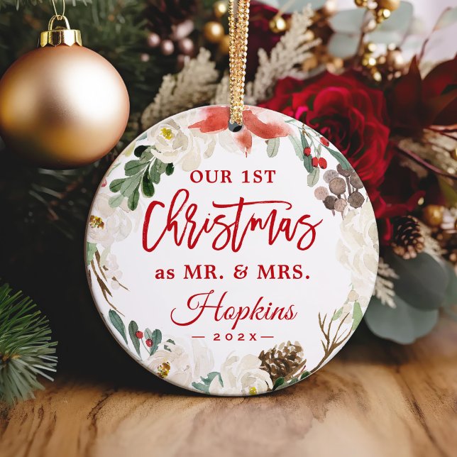 Adorno Nuestra primera Navidad como la señora Floral Wrea (Sample 1)