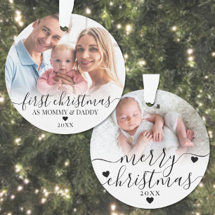Adorno Nuestra Primera Navidad Como Mamá Papá Foto Bebé