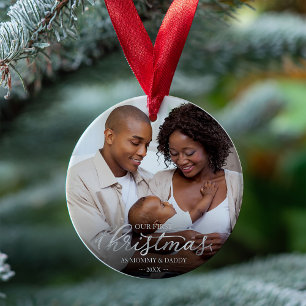 Adorno Nuestra primera Navidad como mamá y papá con papel