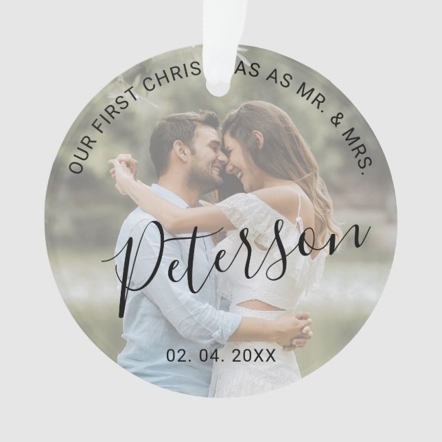 Adorno Nuestra primera Navidad como Sr. Foto de la Sra. b (Anverso)
