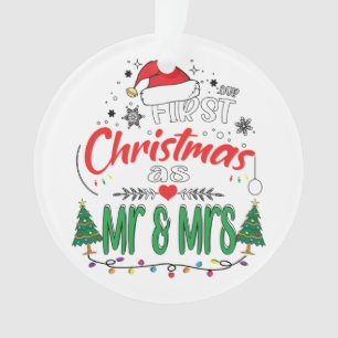 Adorno Nuestra primera Navidad como Sr. y Sra. Pareja Mat