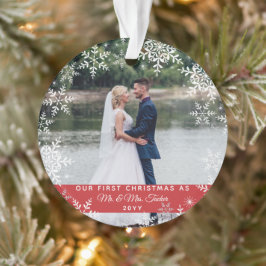 Adorno Nuestra Primera Navidad Se Casó Sr. y Sra. Snowfla