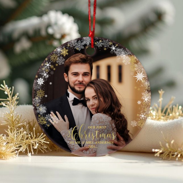 Adorno Nuestra Primera Navidad, Sr. Y Sra. Gilded Couple  (Subido por el creador)