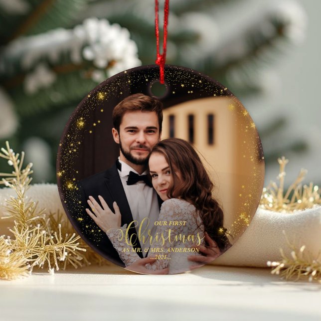 Adorno Nuestra Primera Navidad, Sr. Y Sra. Gilded Couple  (Subido por el creador)